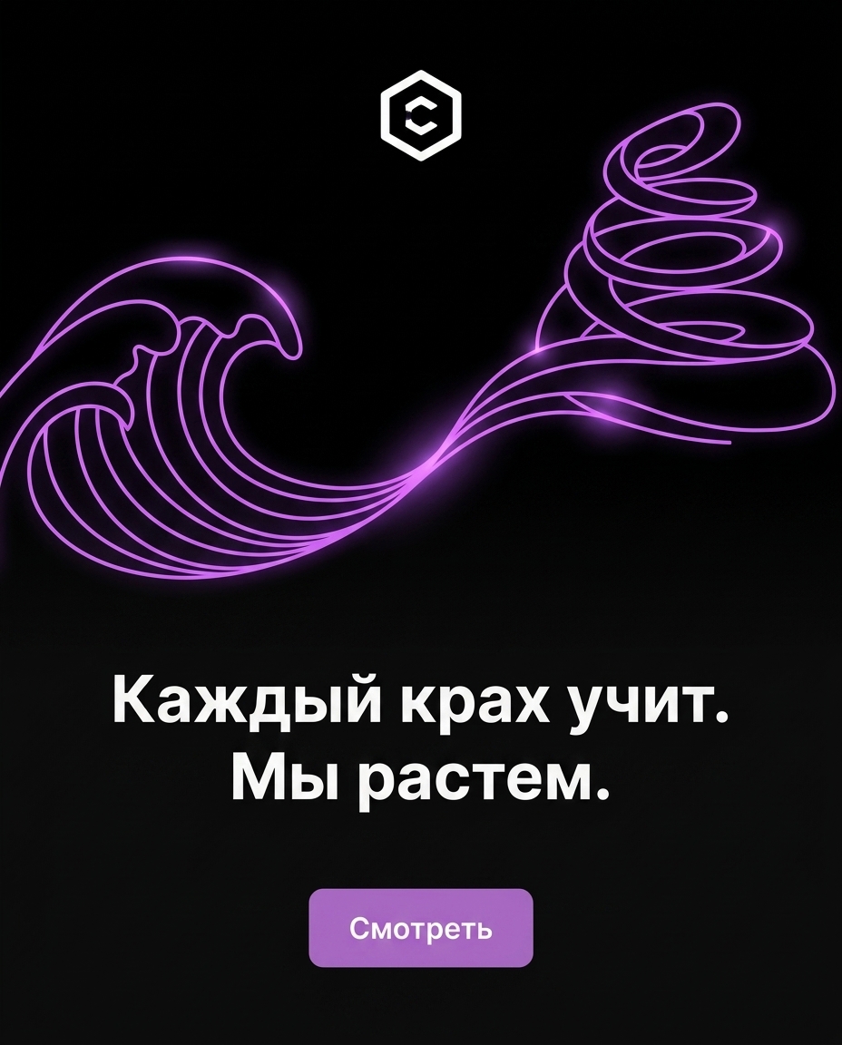 Style: graphical, Focus: abstract, solid black background with neon purple text glow, minimal visual elements, typography-forward layout, high-contrast accents