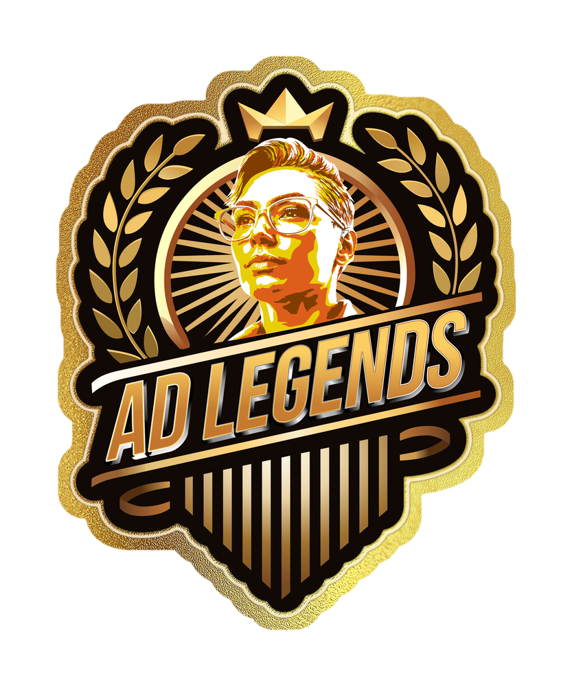 Ad Legends female Legend emblem on a dark background