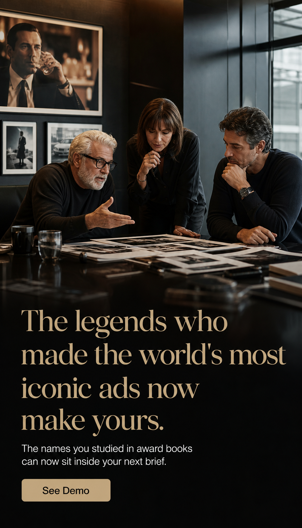 The legends who made the world's most iconic ads now make yours — a generated Ad Legends ad for the story / reel aspect ratio